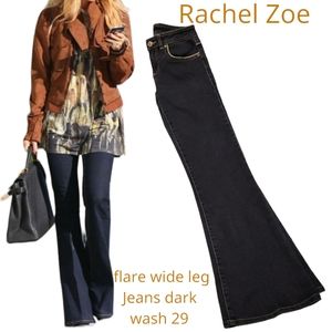 Rachel Zoe wide leg flare bell bottom jeans black stone wash & golden Women's 24